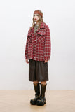 Unisex Jacket Autumn Woven Red Plaid Jacket Women's Clothing