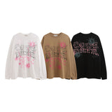 Men Long Sleeve Shirt Graffiti Letter Printed Long Sleeve T-shirt Men and Women Casual All-Matching