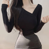 Women's Long Sleeve Shirt Women's Slim-Fit Long-Sleeved Bottoming Shirt