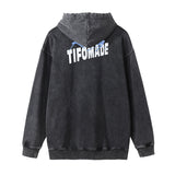 Men Hoodie Printed Washed Distressed Hooded Sweater Men's Loose Long Sleeve