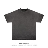 American vintage street T-shirt retro solid color men's loose half-sleeve shirt