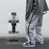 Men Sweatpants Casual Pants Men's Autumn and Winter Loose Straight Striped Sports
