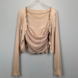 Women Long Sleeve Shirt Vest Women Cardigan Jacket Long-Sleeved T-shirt