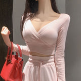 Women Long Sleeve Shirt Women's Tight Slimming Short Top