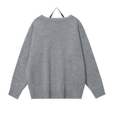 Women Sweater Embroidered Knitwear Women's Loose Casual Long Sleeves Sweater