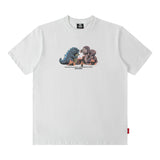 Men T Shirt Vintage Print Short Sleeves T-shirt Men and Women Couple Casual Loose
