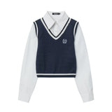 Women Sweater Long-Sleeved Sweater Casual College Style Girls' Autumn Short