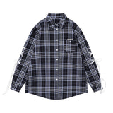 Men Long Sleeved T Shirt Plaid Long Sleeve Shirt Men's Spring and Autumn Leisure Bow Sleeve Shirt