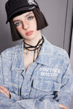 Unisex Jacket Autumn Jacquard Washed Denim Jacket