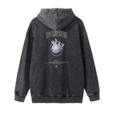 Men Hoodie Washed and Worn Chrysanthemum Printed Hoodie Hip Hop Casual American Style Loose Hand Frayed Hoodies