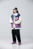 Unisex Jacket Fall Color-Blocking Lettered Casual Jacket Women's Clothing