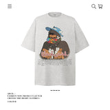 American vintage street T-shirt pure cotton men's and women's summer loose