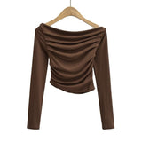 Women T-Shirt Autumn Long Sleeve Slim Long Sleeve Solid Color Ladies T-shirt