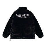 Men Cotton Padded Jacket Coat Letter Embroidered Cotton Jacket Men Winter Thickening Stand Collar Baggy Coat