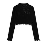 Women Sweater Women's Solid Color Short Long Sleeve Sweater