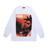 Men Long Sleeve Shirt Hiphop Portrait Retro Long Sleeve Bottoming T-shirt Men and Women Vibe Idle Style