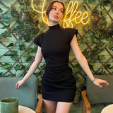 Women Halter Tops Summer Fashion Sleeveless Turtleneck Sheath Dress