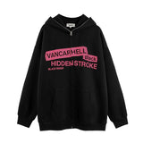 Men Hoodie Masked Hooded Sweater Men's Zipper Cardigan Letter Print Baggy Coat