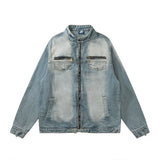 Men Denim Jacket Washed Do the Old Cowboy Jacket Men's Ins Denim Jacket Autumn