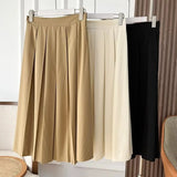 Women Skirt Vintage Spring High Waist Midi Skirt