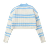 Women Sweater Striped Short Style Knitwear Girls' Spring and Autumn Long Sleeve