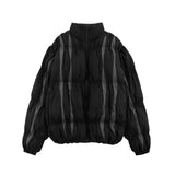 Men Cotton Mixed Jacket Coat Stitching Contrast Color Striped Bread Coat Men's Winter Cotton Dress Loose Zip Coat