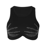 Women Halter Tops Summer Fashion Rhinestone Slim round Neck Vest