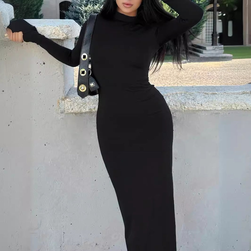 Women Dresses Spring Solid Color Slimming Tight Dress Women