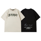 Men T Shirt Vintage Letter Print Short-Sleeve T-shirt Men and Women