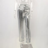Women Pants Autumn High Waist PU Leather Pants Women's Casual Pants