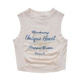 Women's Vest with Letters Summer Casual O-neck Short Sleeveless
