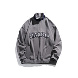 Unisex Hoodie Retro Embroidery Contrast Color National Fashion Men and Women Couple Sweater