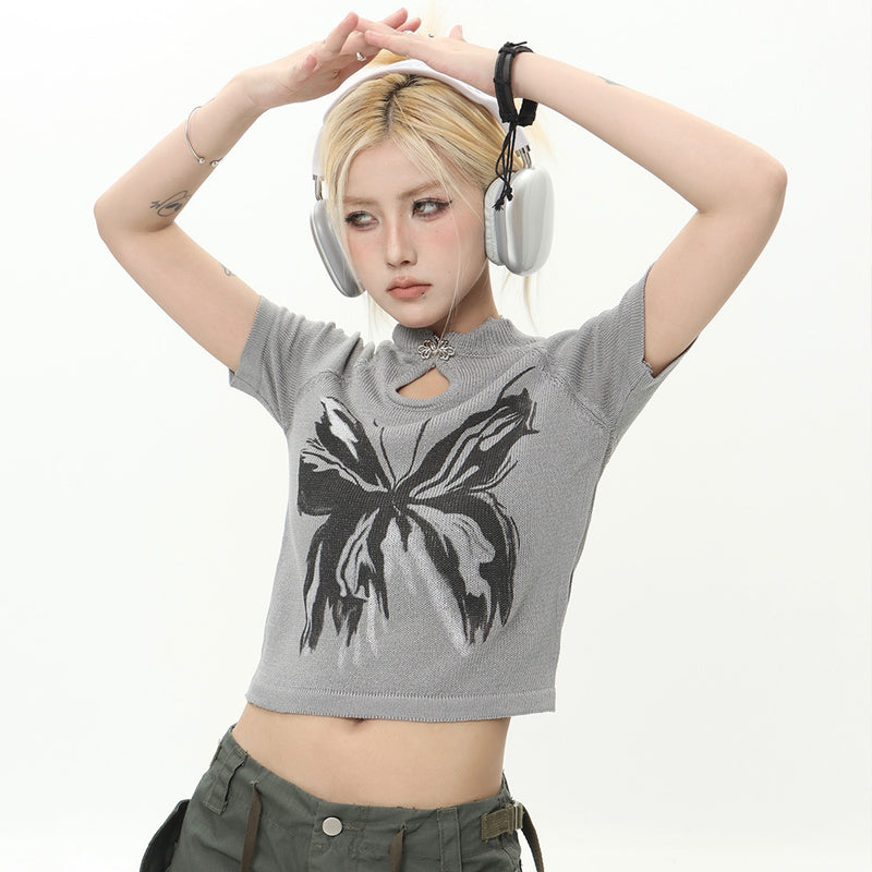 Women Sweater Knitted Short-Sleeved T-shirt Women's Short Summer Top