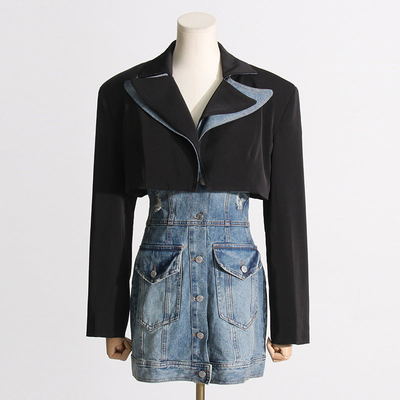 Frankie Shop Hourglass Blzer Women's Clothing Fashionable Jacket Denim Skirt
