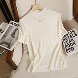 Women T-shirt Elbow Sleeve Sweater T-shirt for Women Spring and Summer