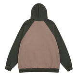 Men Hoodie Color-Block Raglan Sleeves Hooded Jacket Men's Loose Letters