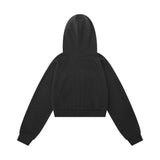 Women Hoodie Letter Cropped Hoodie Loose Long Sleeve Cardigan Jacket