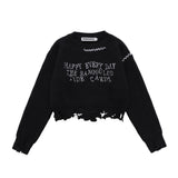 Women Sweater Short Sweater Girls' Casual Autumn round Neck Sweater
