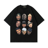 Men's T Shirt Printed round Neck Short Sleeve T-shirt Men's and Women's Retro Loose