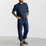 Men Pant Casual Suit Summer Short-Sleeved One-Piece Overalls