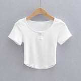 Women T-shirt Summer round Neck Short Sleeves Slim Fit Women T-shirt