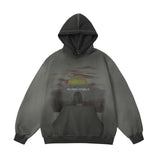 Men Hoodie Gradient Inkjet Printed Hoodie Oil Painting Loose