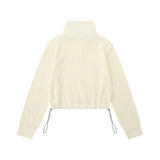 Women Hoodie Waffle Stand Collar Half Sweater Women's Autumn Loose Top