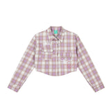 Men Long Sleeved T Shirt Plaid Letters Embroidered Shirt Coat Ins Leisure Cargo