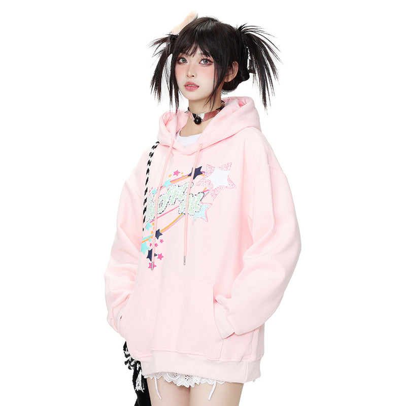 Women Hoodie Printed Hoodie Girls Autumn and Winter Loose Leisure