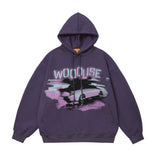 Men Hoodie Retro Car Printed Hoodie