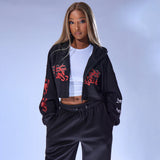 Women Cargo Pants Printed Sweater Suit Autumn and Winter Women's Loose