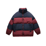 Unisex Sweater Winter Wide Striped Contrast Color Cotton Jacket