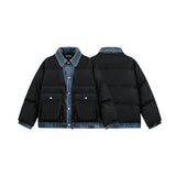 Unisex Jacket Winter Fake Two-Piece Design Simple Cotton-Padded Coat