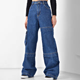 Women Cargo Pants Jeans Women's Spring and Autumn Straight-Leg Pants Loose Casual Pants